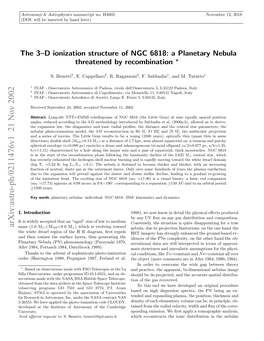 The 3--D Ionization Structure of NGC 6818: a Planetary Nebula