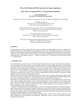 PSM) Connectors for Space Applications