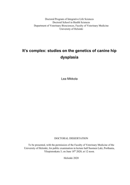 Studies on the Genetics of Canine Hip Dysplasia