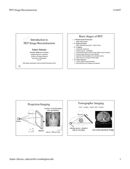 Introduction to PET Image Reconstruction Basic Stages of PET