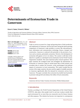 Determinants of Ecotourism Trade in Cameroon