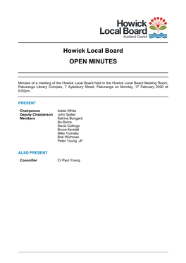 Minutes of Howick Local Board