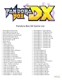 Pandora Box DX Game List