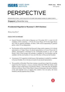 Presidential Hopefuls in Myanmar's 2015 Elections