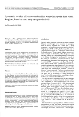 Water Gastropoda from Mons, Belgium, Based on Their Early Ontogenetic Shells by Thorsten KOWALKE