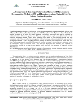 (HPM),Adomian's Decomposition Method (ADM) and Homotopy