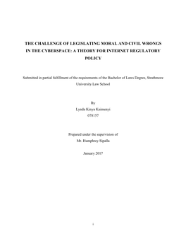 The Challenge of Legislating Moral and Civil Wrongs in the Cyberspace: a Theory for Internet Regulatory Policy
