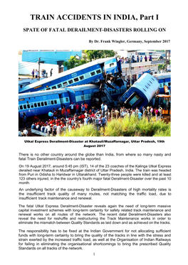 TRAIN ACCIDENTS in INDIA, Part I