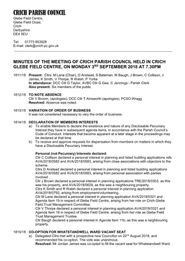 Minutes, Council, 3 September 2018