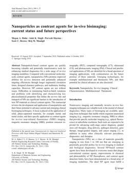 Nanoparticles As Contrast Agents for In-Vivo Bioimaging: Current Status and Future Perspectives