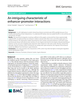 An Intriguing Characteristic of Enhancer-Promoter Interactions Amlan Talukder1,Haiyanhu1* and Xiaoman Li2*