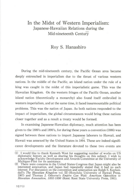 In the Midst of Western Imperialism: Japanese-Hawaiian Relations During the Mid-Nineteenth Centuii)