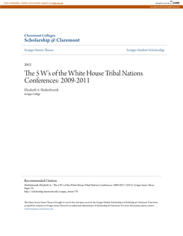 The 5 W's of the White House Tribal Nations Conferences: 2009-2011 Elizabeth A