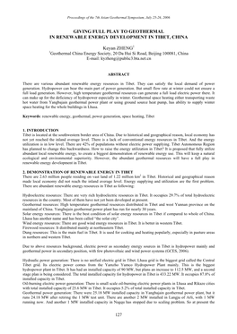 Giving Full Play to Geothermal in Renewable Energy Development in Tibet, China