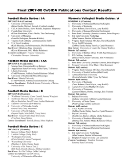 Final 2007-08 Cosida Publications Contest Results
