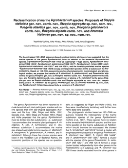 Reclassification of Marine Agrobacterium Species: Proposals