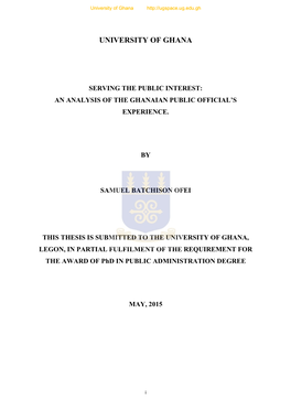 Serving the Public Interest: an Analysis of the Ghanaian Public Official’S Experience