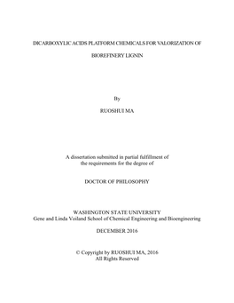 Dicarboxylic Acids Platform Chemicals for Valorization Of