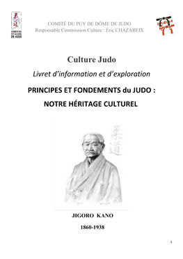 Culture Judo Livret D’Information Et D’Exploration