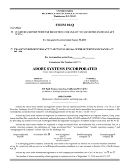 ADOBE SYSTEMS INCORPORATED (Exact Name of Registrant As Specified in Its Charter) ______Delaware 77-0019522 (State Or Other Jurisdiction of (I.R.S