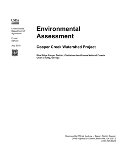 Environmental Assessment Cooper Creek Watershed Project