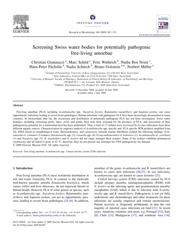 Screening Swiss Water Bodies for Potentially Pathogenic Free-Living Amoebae