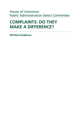 Complaints: Do They Make a Difference?