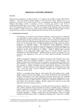 Romania Energy Sector Assessment 2010