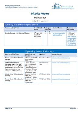 District Report Housing Recovery and Reconstruction Platform, Nepal Housing Recovery and Reconstruction Platform