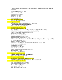 Christian Mystics and Movements in the Early Church (HIGHLIGHTS- DOCTORS of CHURCH) Ignatius of Antioch (C