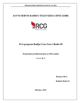 JAVNI SERVIS RADIO I TELEVIZIJA CRNE GORE Prvi Program Radija