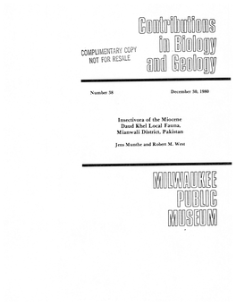 Insectivora of the Miocene Daud Khel Local Fauna, Mianwali District, Pakistan