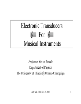 Electronic Transducers for Musical Instruments