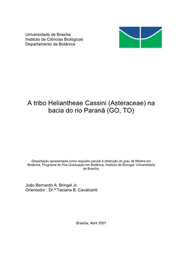 A Tribo Heliantheae Cassini (Asteraceae) Na Bacia Do Rio Paranã (GO, TO)