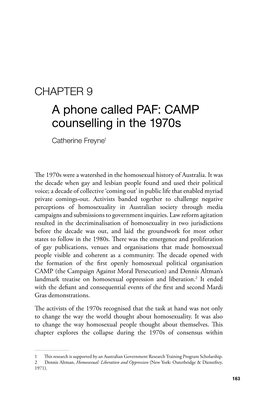 9. a Phone Called PAF: CAMP Counselling in the 1970S