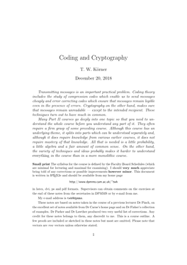 Coding and Cryptography