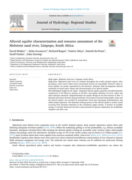 Alluvial Aquifer Characterisation and Resource