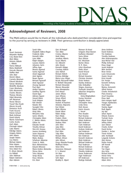 Acknowledgment of Reviewers, 2008