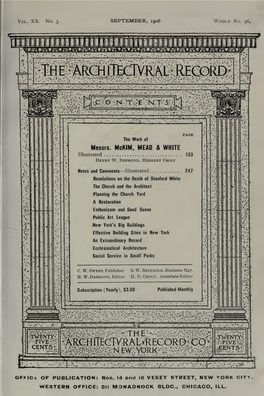 Architectural Record Was Devoted to Be Asserted of Any of the Embodiments the Work of Messrs