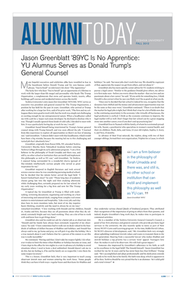 Jason Greenblatt '89YC Is No Apprentice: YU Alumnus Serves As