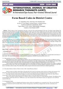 Form Based Codes in District Centre