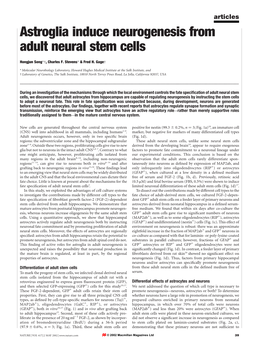 Astroglia Induce Neurogenesis from Adult Neural Stem Cells