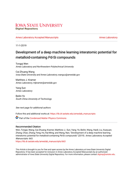 Development of a Deep Machine Learning Interatomic Potential for Metalloid-Containing Pd-Si Compounds