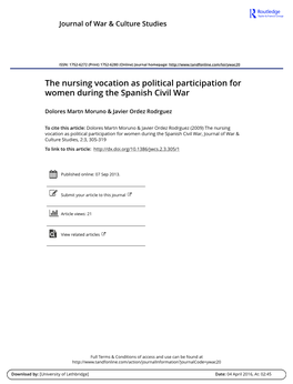 The Nursing Vocation As Political Participation for Women During the Spanish Civil War