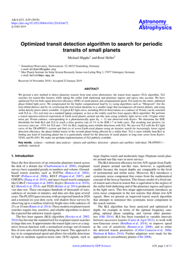 Optimized Transit Detection Algorithm to Search for Periodic Transits of Small Planets Michael Hippke1 and René Heller2