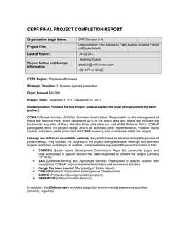 Cepf Final Project Completion Report