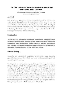 The Isa Process and Its Contribution to Electrolytic Copper.Pdf