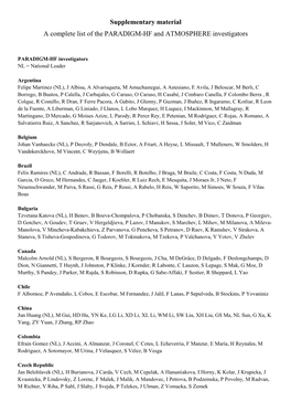 Supplementary Material a Complete List of the PARADIGM-HF and ATMOSPHERE Investigators