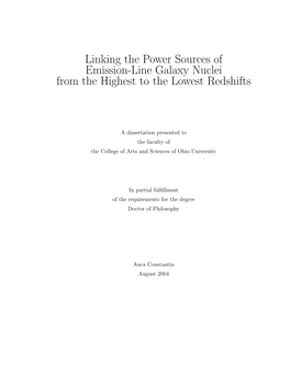 Linking the Power Sources of Emission-Line Galaxy Nuclei from the Highest to the Lowest Redshifts