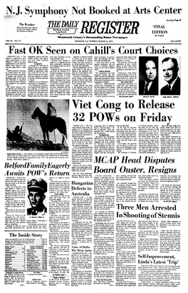 Viet Cong to Release 32 Pows on Friday SAIGON (AP) - the Viet of Sheridan, Wyo., Is Suffering Were Not Identified